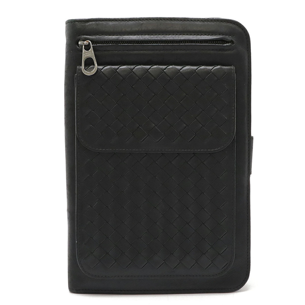 BOTTEGA VENETA Intrecciato Travel Case Shoulder Bag Calf Leather Black